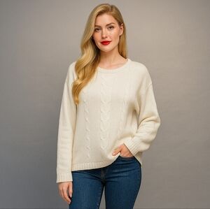 Carolyn Taylor Relaxed Fit Ivory color sweater